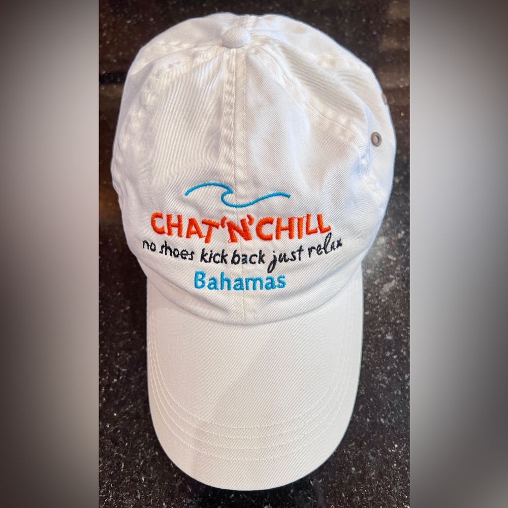 Chat 'N Chill 2010 Bahamas Adjustable Strap Back Cap Hat White Cotton Chillatude